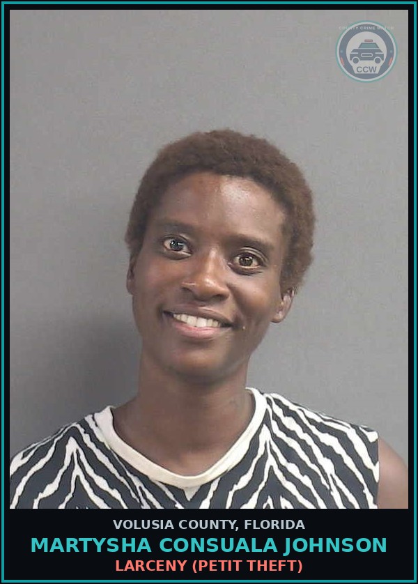 Booking mugshot of MARTYSHA CONSUALA JOHNSON in Volusia County