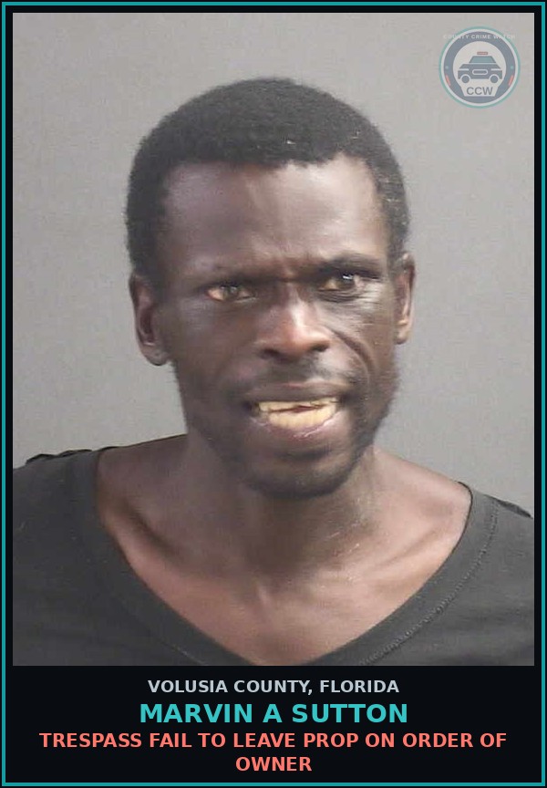 Booking mugshot of MARVIN A SUTTON in Volusia County