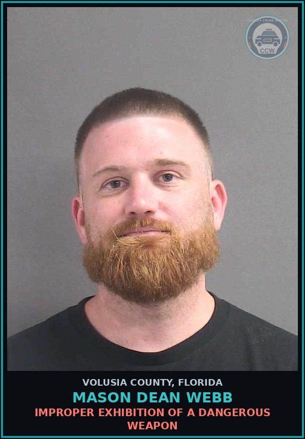 Booking mugshot of MASON DEAN WEBB in Volusia County