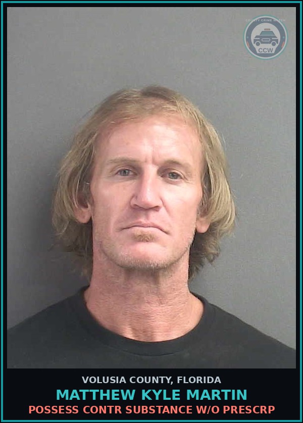 Booking mugshot of MATTHEW KYLE MARTIN in Volusia County
