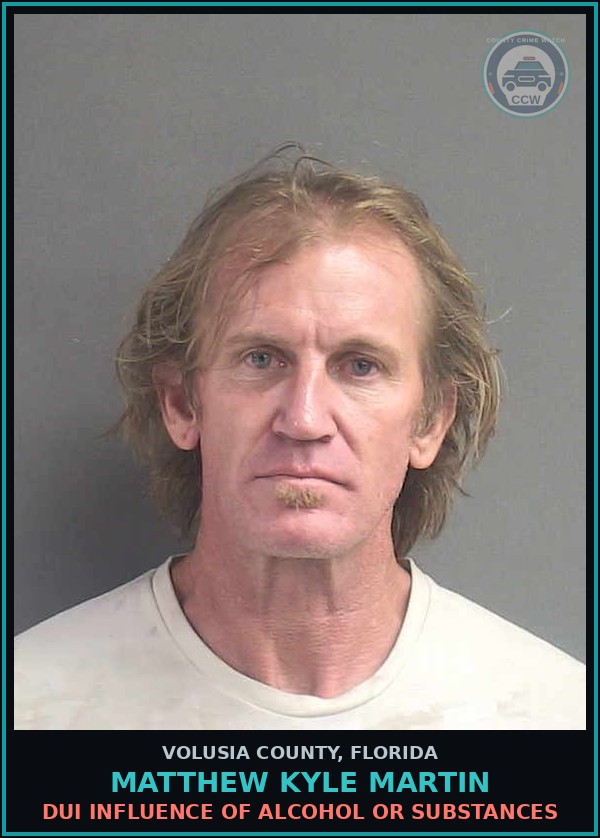 Booking mugshot of MATTHEW KYLE MARTIN in Volusia County