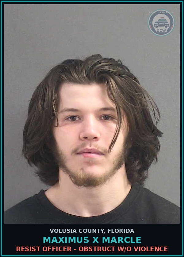Booking mugshot of MAXIMUS X MARCLE in Volusia County