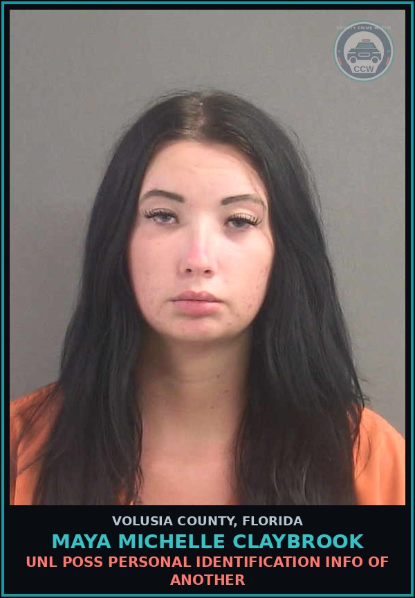 Booking mugshot of MAYA MICHELLE CLAYBROOK in Volusia County