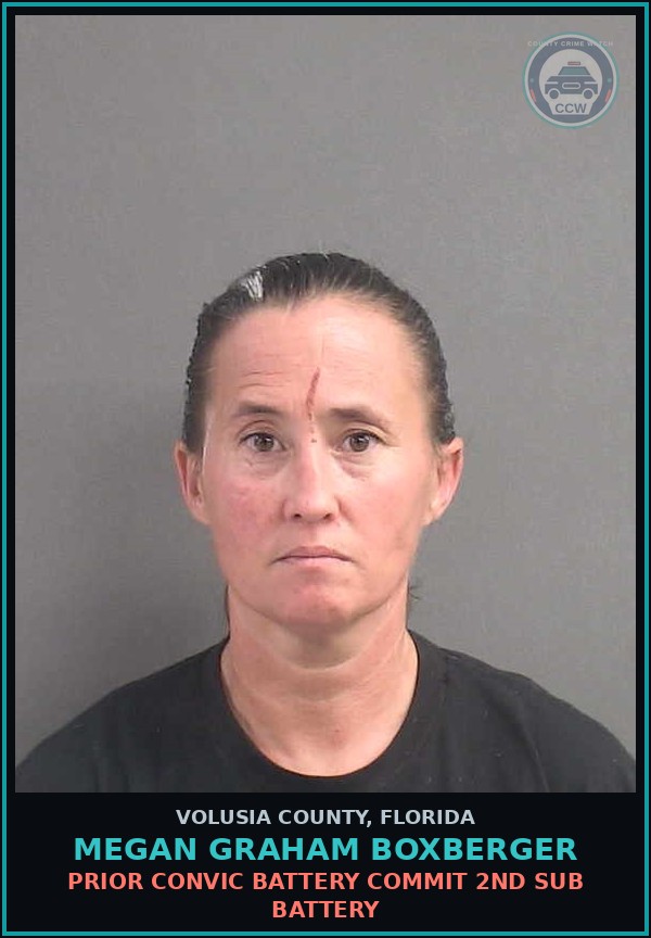Booking mugshot of MEGAN GRAHAM BOXBERGER in Volusia County
