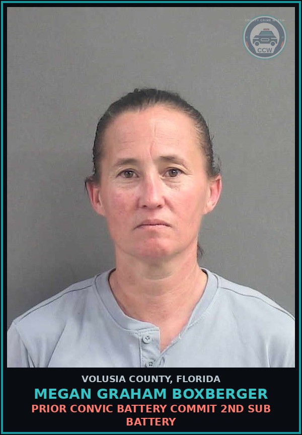 Booking mugshot of MEGAN GRAHAM BOXBERGER in Volusia County