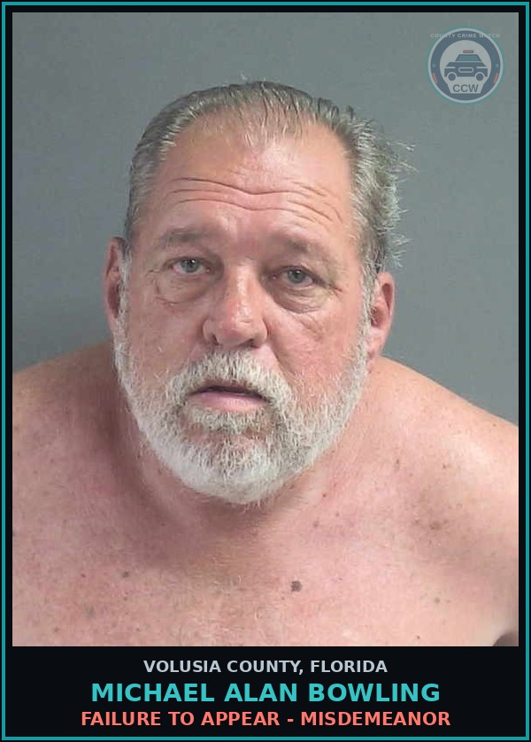Booking mugshot of MICHAEL ALAN BOWLING in Volusia County