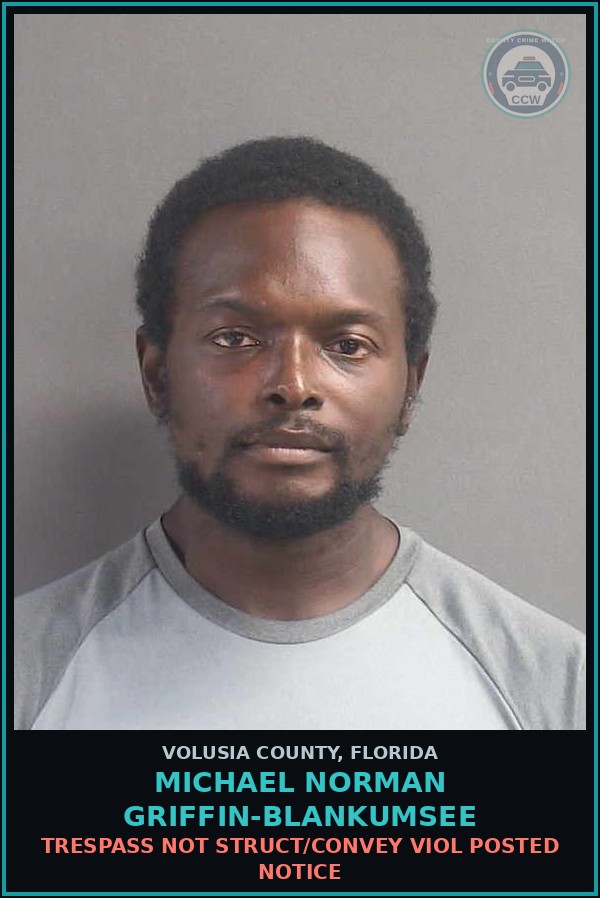 Booking mugshot of MICHAEL NORMAN GRIFFIN-BLANKUMSEE in Volusia County