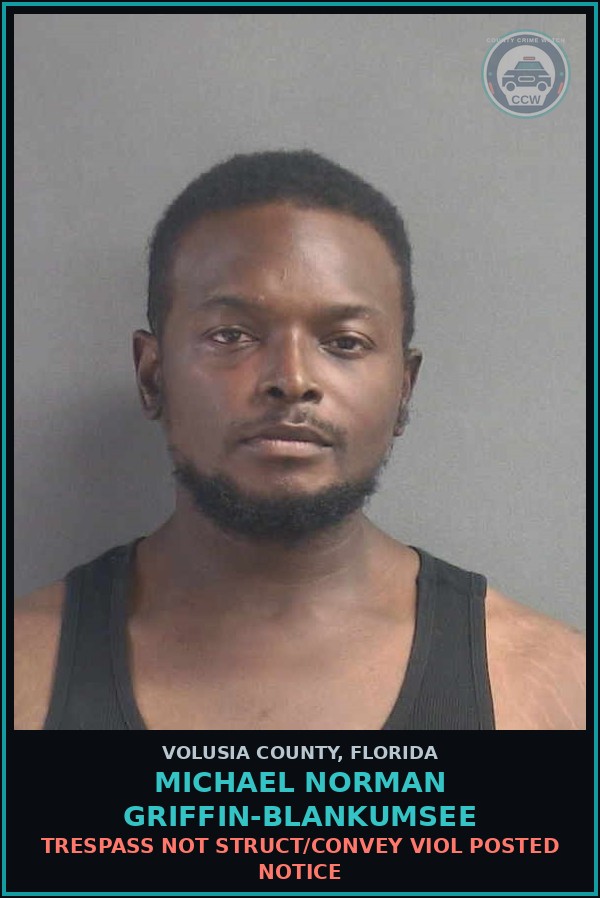 Booking mugshot of MICHAEL NORMAN GRIFFIN-BLANKUMSEE in Volusia County