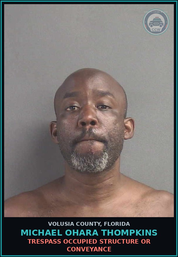 Booking mugshot of MICHAEL OHARA THOMPKINS in Volusia County