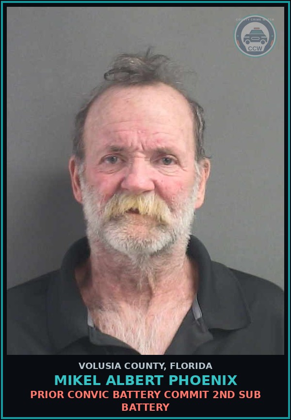 Booking mugshot of MIKEL ALBERT PHOENIX in Volusia County