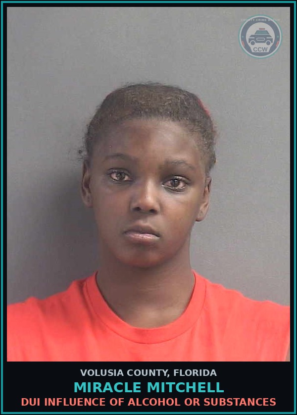 Booking mugshot of MIRACLE MITCHELL in Volusia County