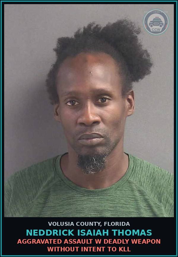 Booking mugshot of NEDDRICK ISAIAH THOMAS in Volusia County