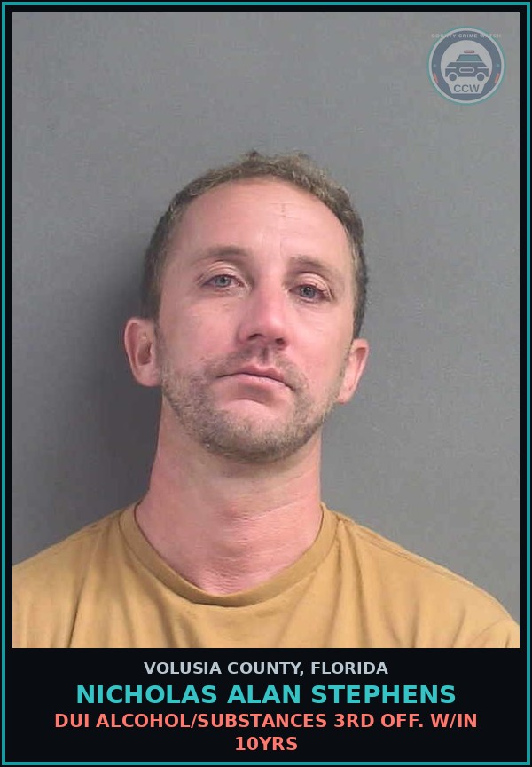 Booking mugshot of NICHOLAS ALAN STEPHENS in Volusia County