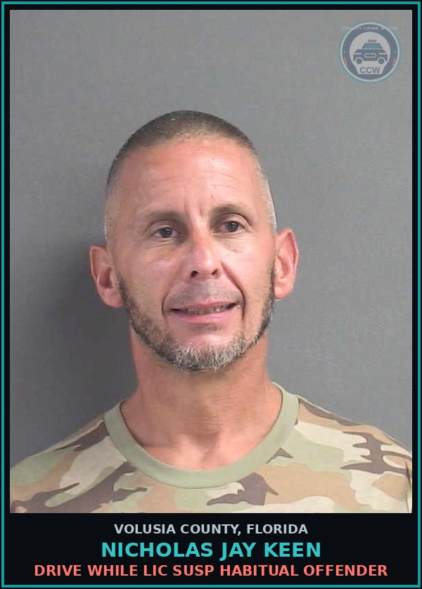 Booking mugshot of NICHOLAS JAY KEEN in Volusia County