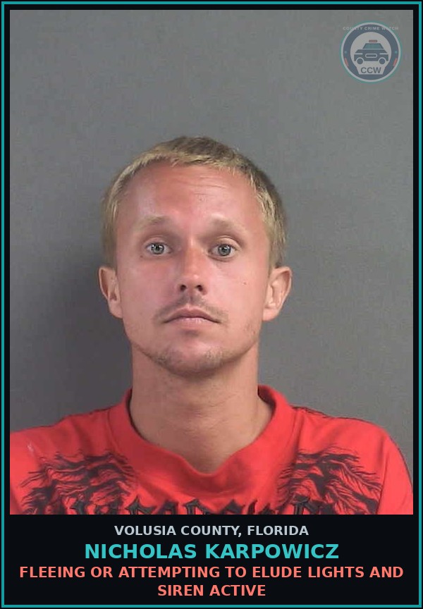 Booking mugshot of NICHOLAS KARPOWICZ in Volusia County