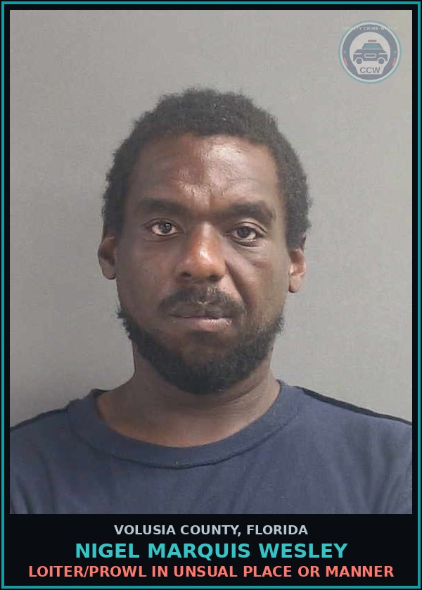Booking mugshot of NIGEL MARQUIS WESLEY in Volusia County