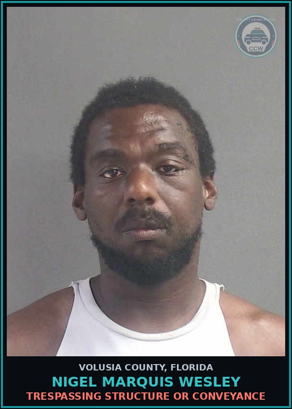 Booking mugshot of NIGEL MARQUIS WESLEY in Volusia County