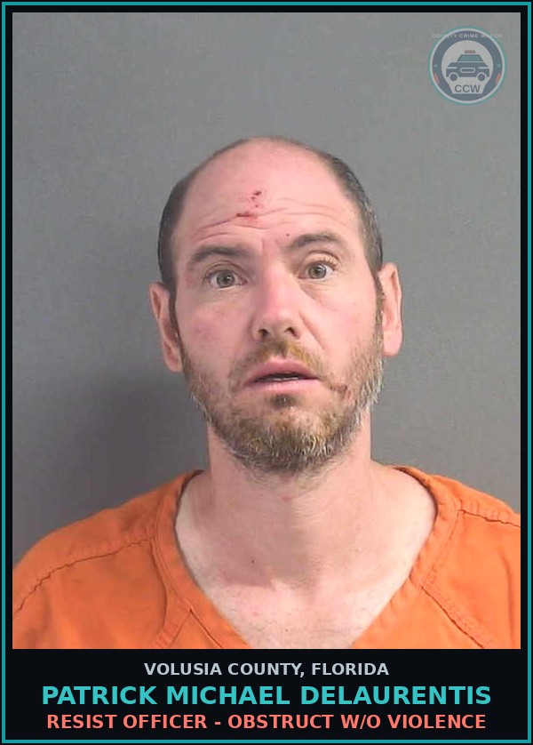 Booking mugshot of PATRICK MICHAEL DELAURENTIS in Volusia County