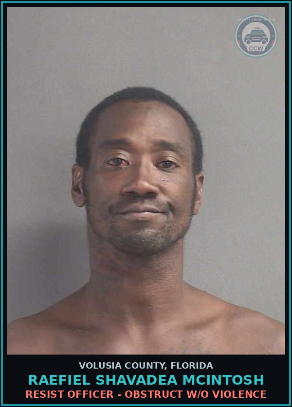 Booking mugshot of RAEFIEL SHAVADEA MCINTOSH in Volusia County