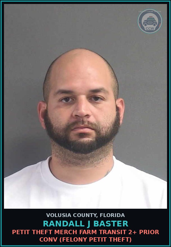 Booking mugshot of RANDALL J BASTER in Volusia County