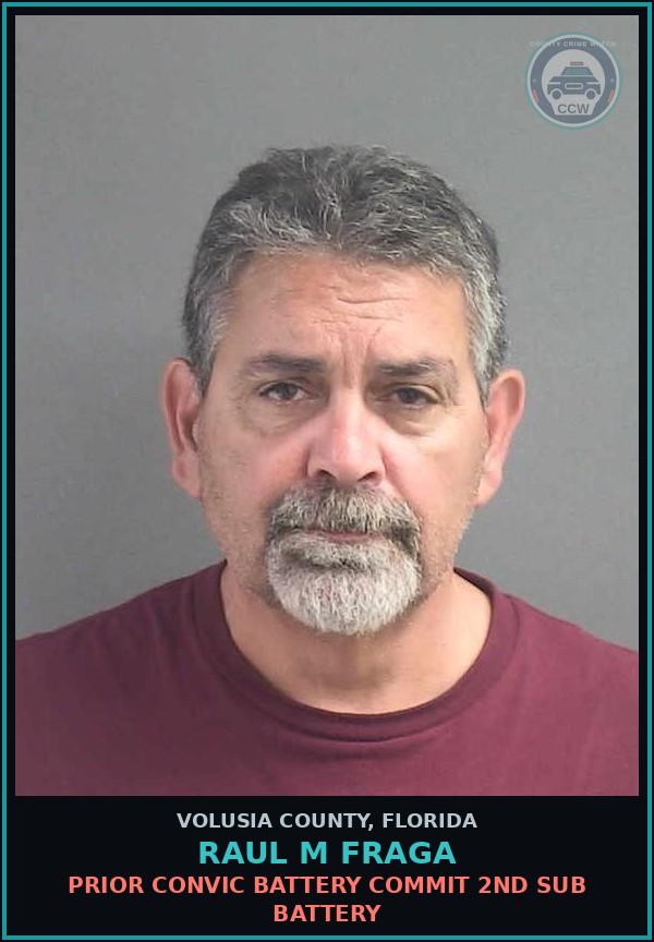 Booking mugshot of RAUL M FRAGA in Volusia County