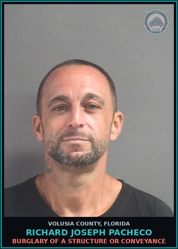 Booking mugshot of RICHARD JOSEPH PACHECO in Volusia County