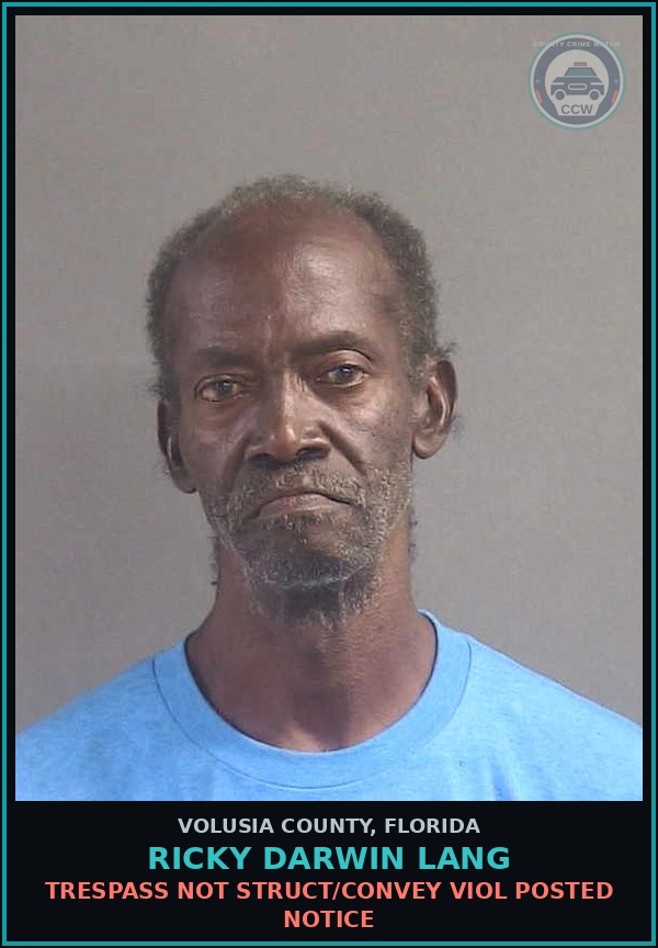 Booking mugshot of RICKY DARWIN LANG in Volusia County