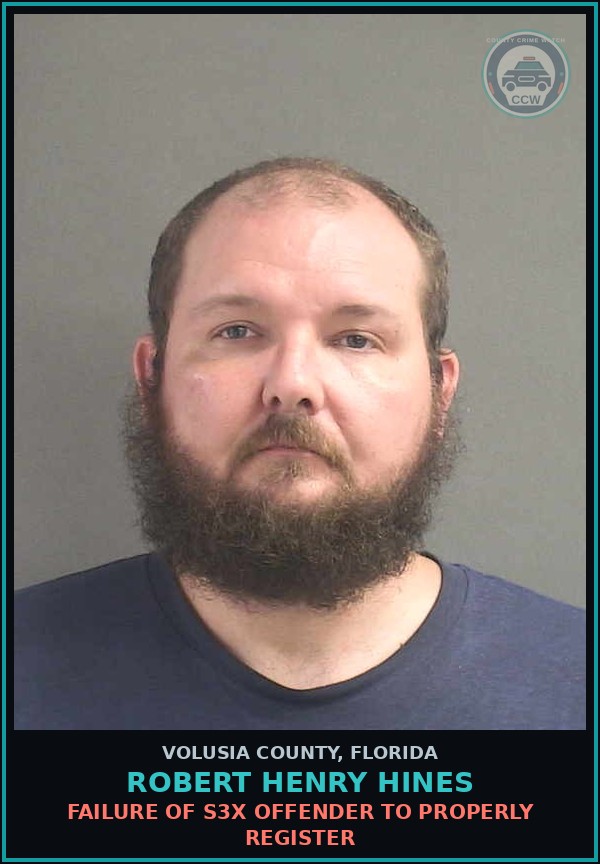 Booking mugshot of ROBERT HENRY HINES in Volusia County