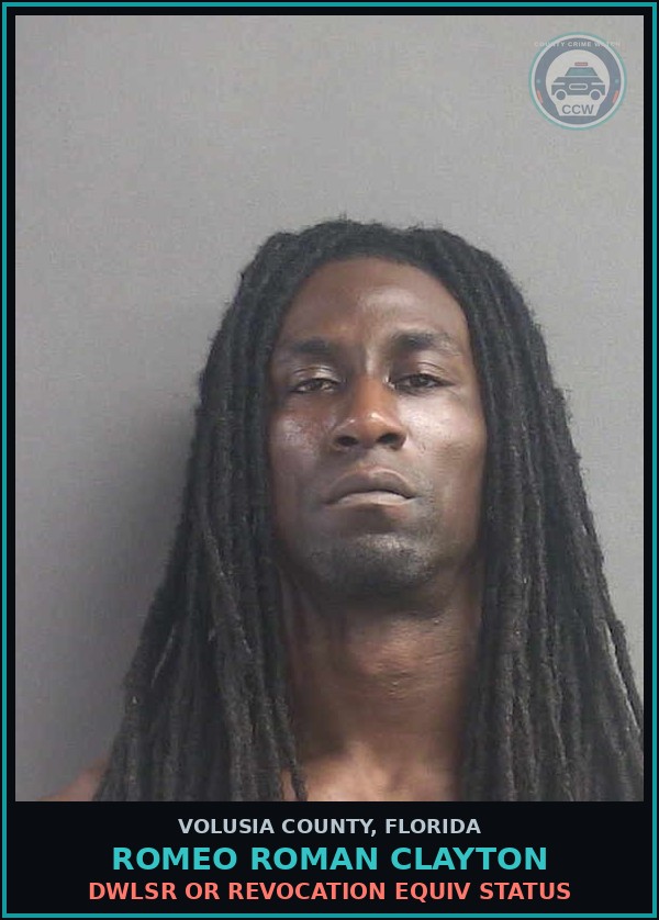 Booking mugshot of ROMEO ROMAN CLAYTON in Volusia County