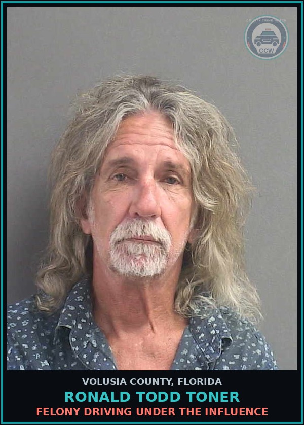 Booking mugshot of RONALD TODD TONER in Volusia County
