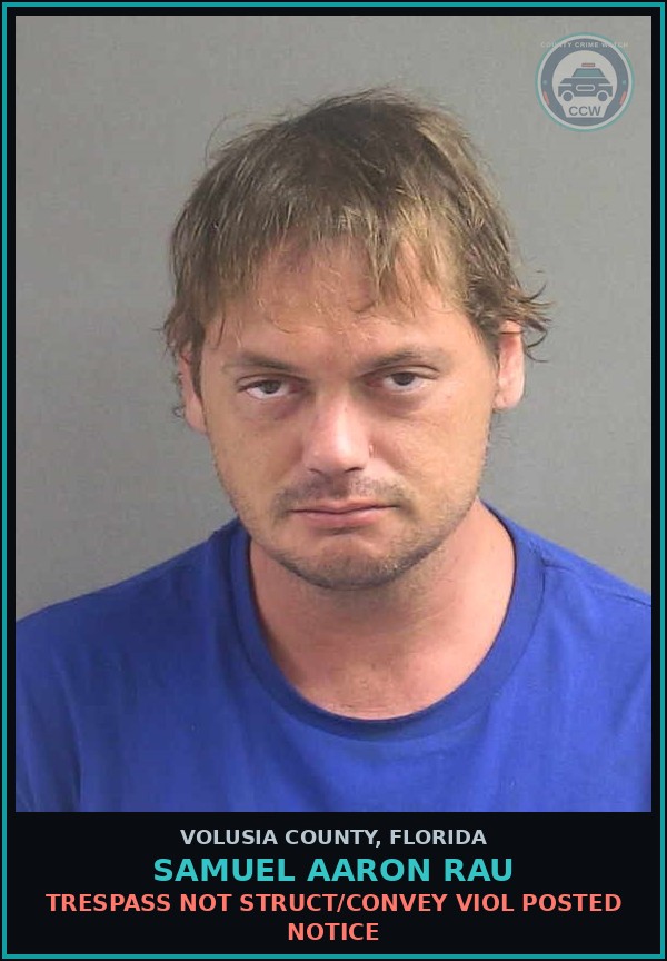 Booking mugshot of SAMUEL AARON RAU in Volusia County