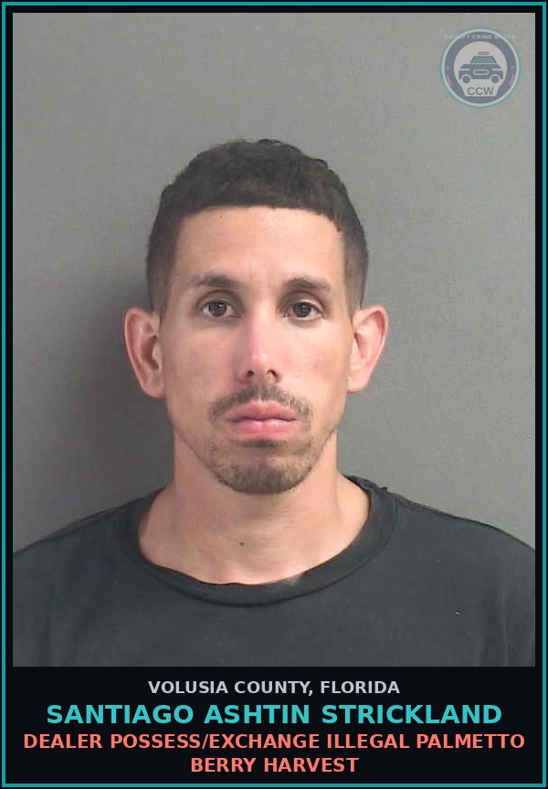 Booking mugshot of SANTIAGO ASHTIN STRICKLAND in Volusia County