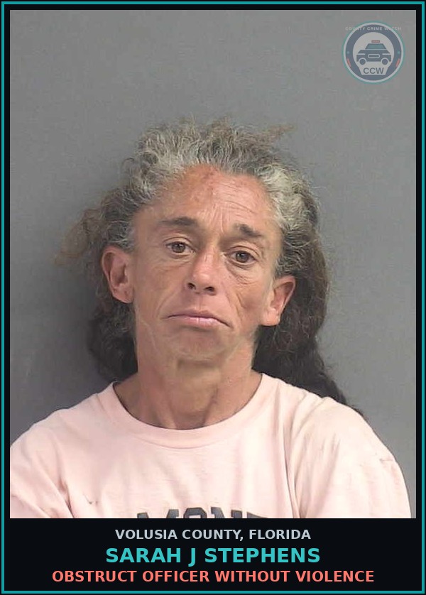Booking mugshot of SARAH J STEPHENS in Volusia County