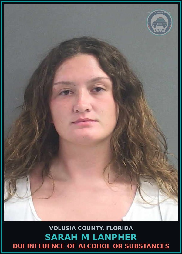 Booking mugshot of SARAH M LANPHER in Volusia County