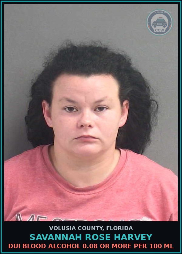 Booking mugshot of SAVANNAH ROSE HARVEY in Volusia County