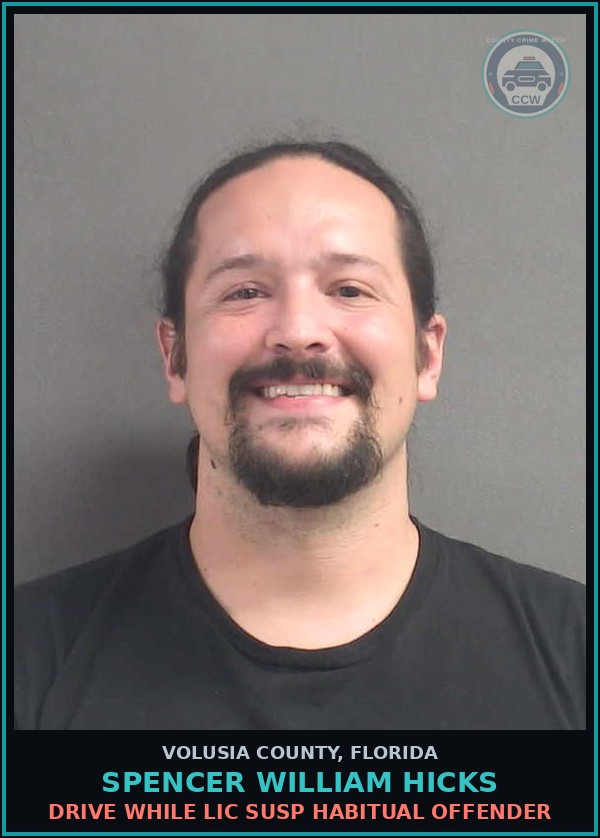 Booking mugshot of SPENCER WILLIAM HICKS in Volusia County