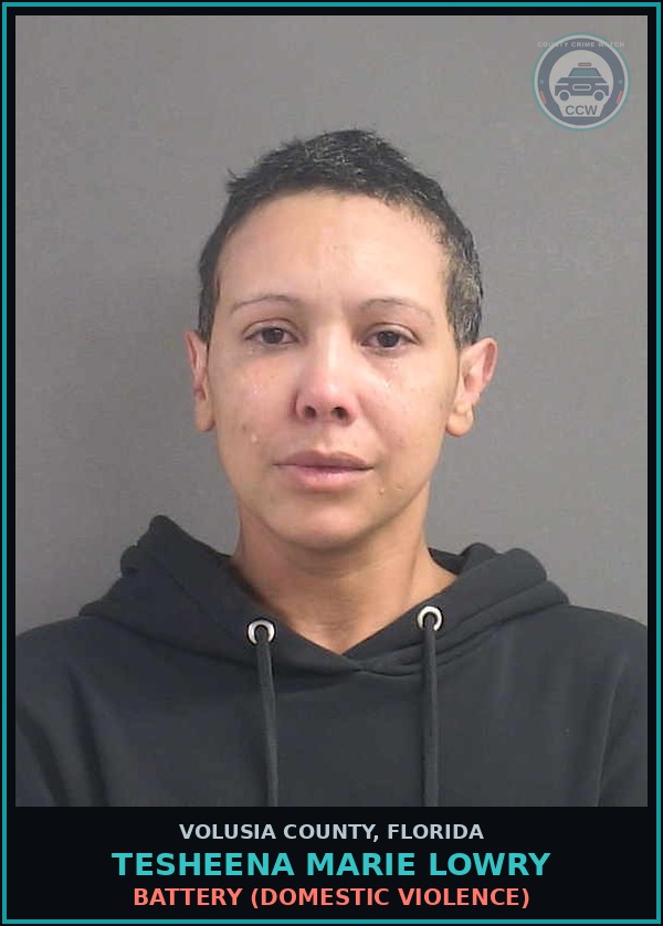 Booking mugshot of TESHEENA MARIE LOWRY in Volusia County