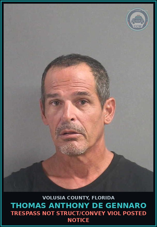 Booking mugshot of THOMAS ANTHONY DE GENNARO in Volusia County
