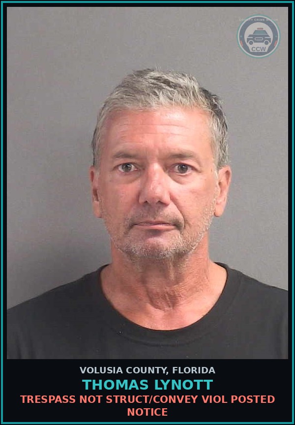 Booking mugshot of THOMAS LYNOTT in Volusia County