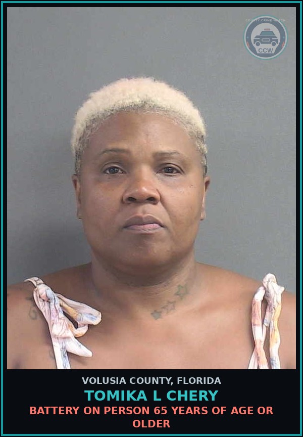 Booking mugshot of TOMIKA L CHERY in Volusia County