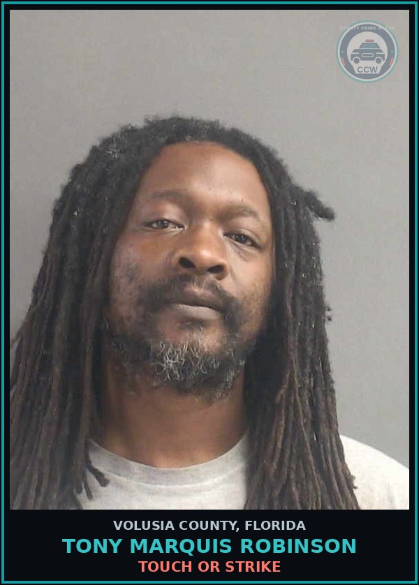 Booking mugshot of TONY MARQUIS ROBINSON in Volusia County
