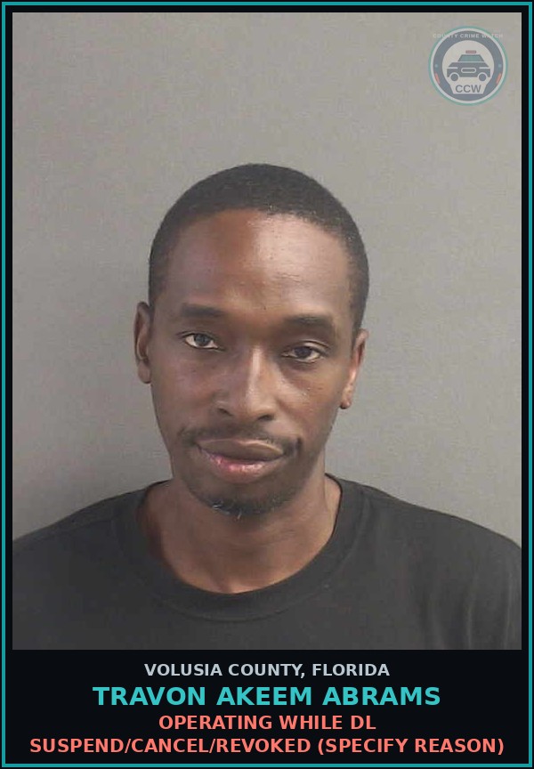 Booking mugshot of TRAVON AKEEM ABRAMS in Volusia County