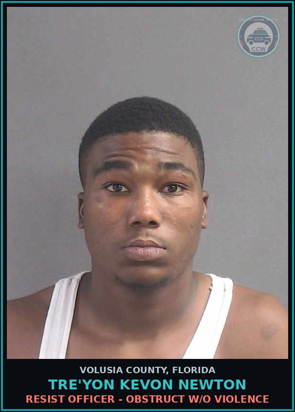Booking mugshot of TRE'YON KEVON NEWTON in Volusia County