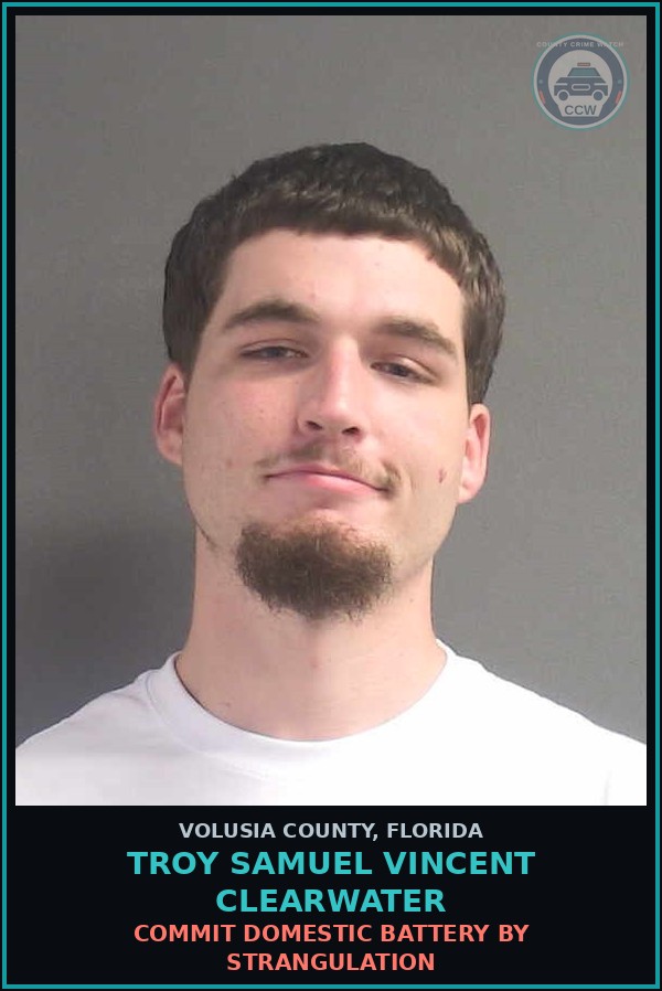 Booking mugshot of TROY SAMUEL VINCENT CLEARWATER in Volusia County