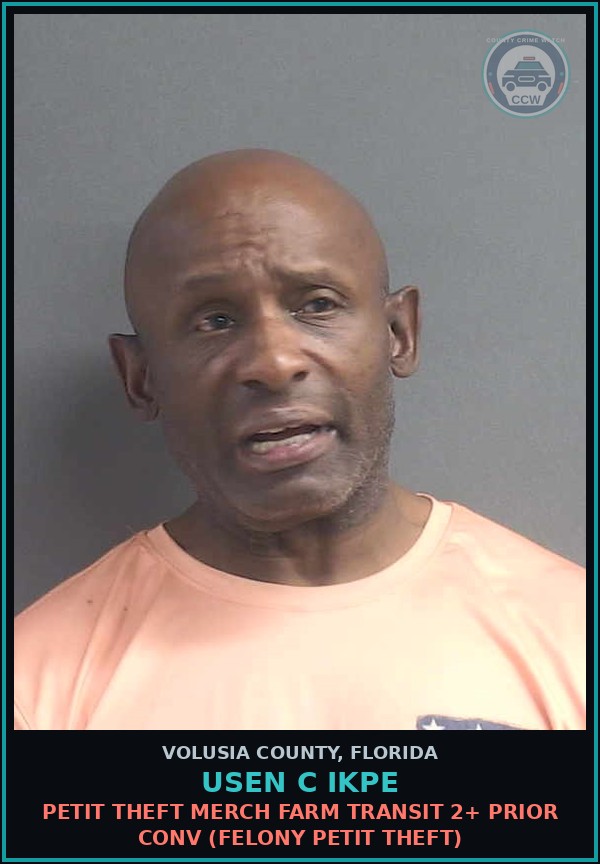 Booking mugshot of USEN C IKPE in Volusia County