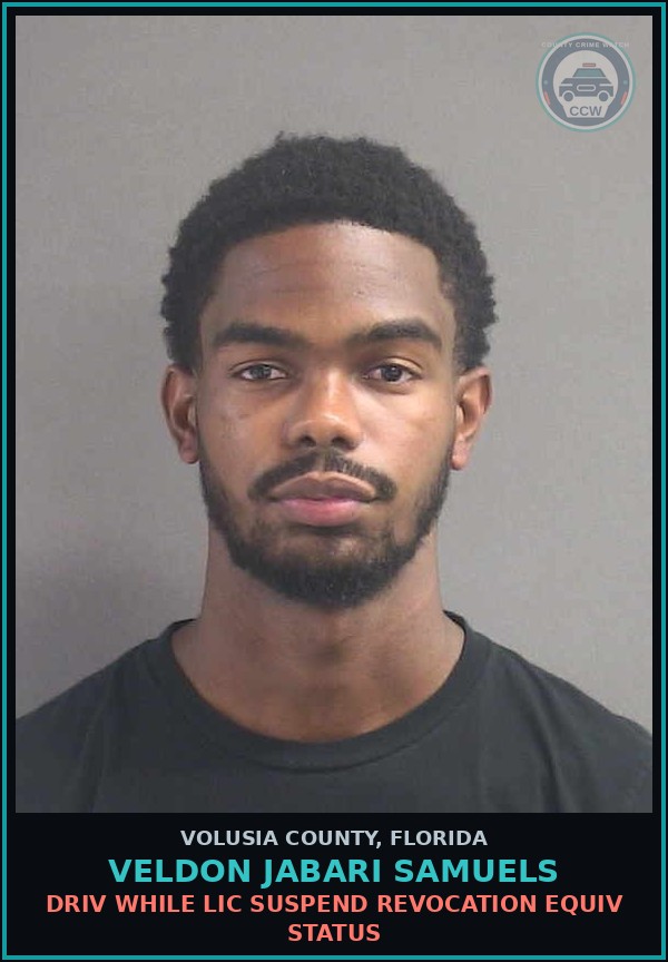 Booking mugshot of VELDON JABARI SAMUELS in Volusia County