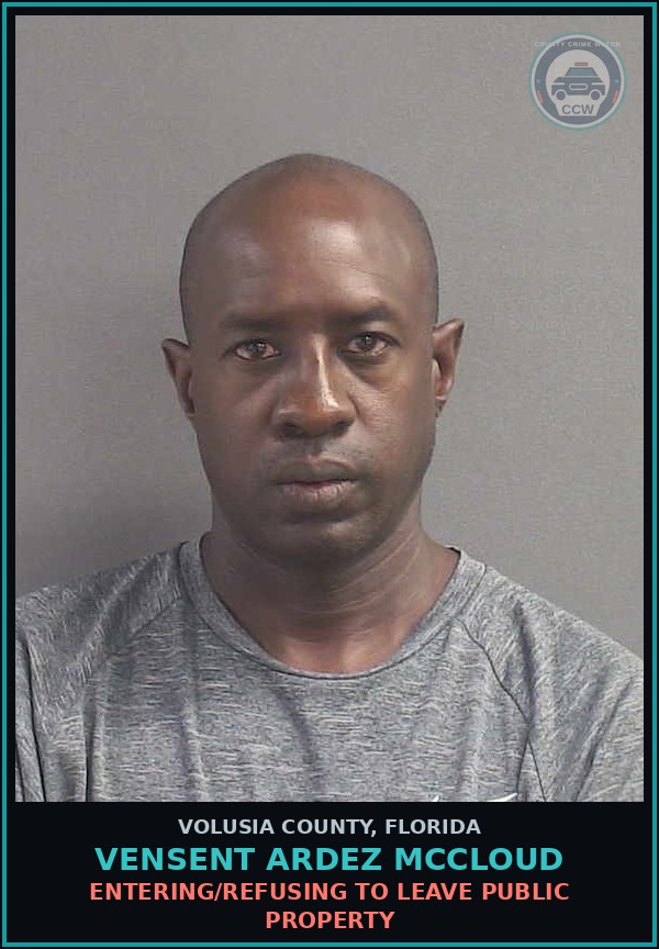 Booking mugshot of VENSENT ARDEZ MCCLOUD in Volusia County