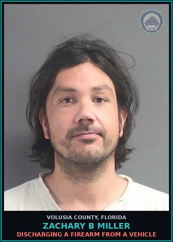 Booking mugshot of ZACHARY B MILLER in Volusia County