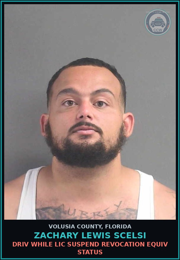 Booking mugshot of ZACHARY LEWIS SCELSI in Volusia County
