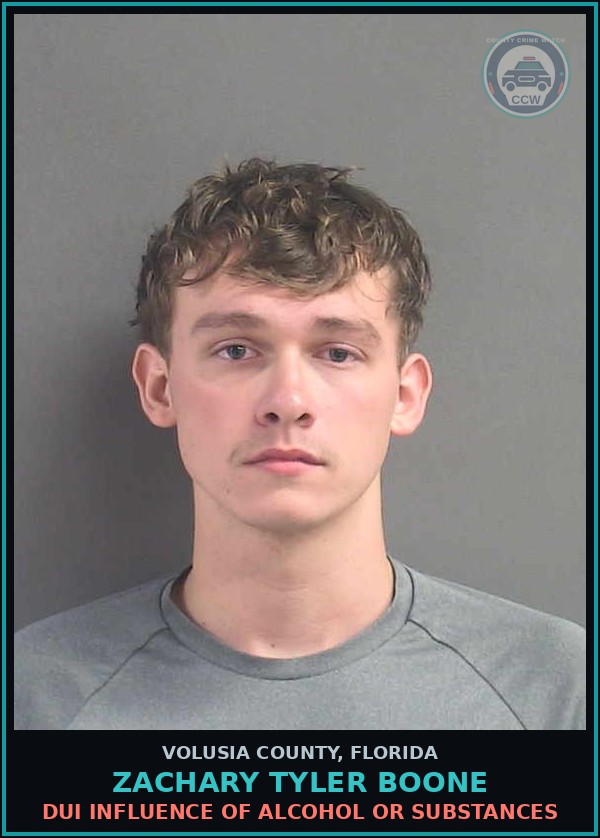 Booking mugshot of ZACHARY TYLER BOONE in Volusia County